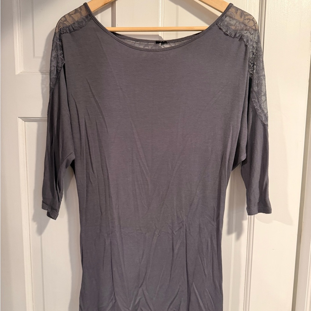 Gray Lace Sleeve Top